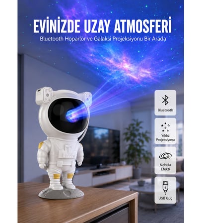 yıldız ve ay efektli uzaktan kumandalı projeksiyon lamba