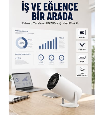 HDMI ve USB Girişli Uzun Ömürlü Ampullü Projeksiyon