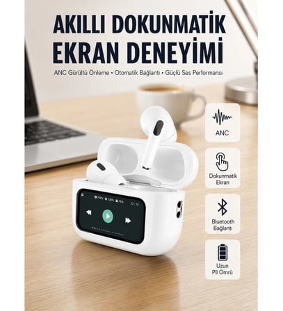 Tüm Telefonlarla Uyumlu ANC Özellikli Dokunmatik Bluetooth Kulaklık Yeni Nesil
