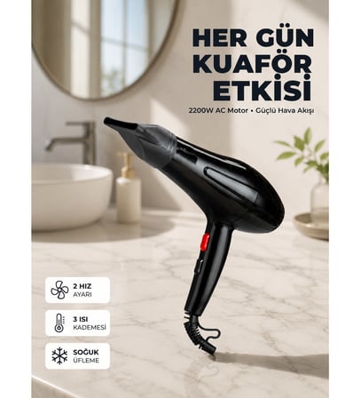 Profesyonel 2200W Saç Kurutma Makinesi Yüksek Performans