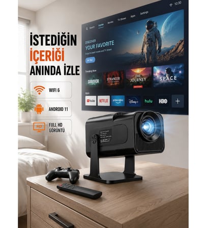 HCS350pro 1080P Full HD Taşınabilir Android Projektör Yeni Nesil