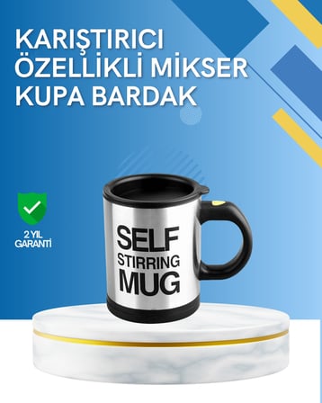 Çift Katmanlı Termos Özellikli Karıştırma Motorlu Kupa