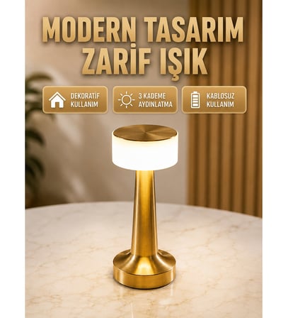 Touch Gece Lambası – Dokunmatik Kontrol, Kablosuz Kullanım, Metal Gövde Yeni Nesil