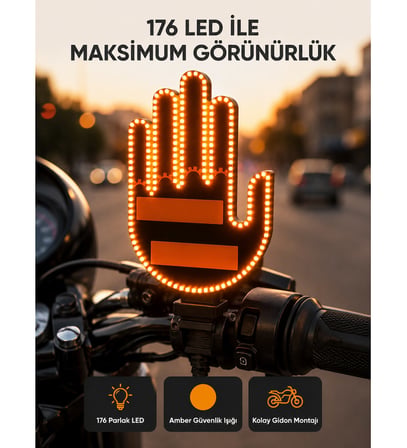 El Hareketiyle Kontrol Edilen 176 LED Amber Güvenlik Lambası