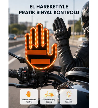 176 LED Amber Renkli El Hareketiyle Kontrol Edilen Motosiklet Dönüş Sinyali