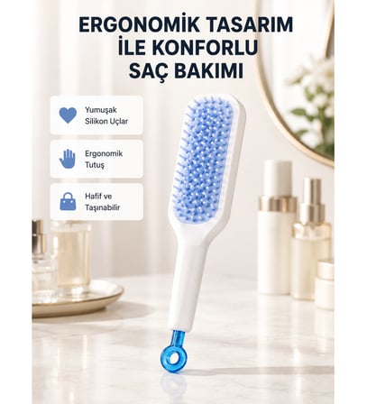 Pratik Mekanizmalı Saç Tarağı – Kendi Kendini Temizler, Taşınabilir