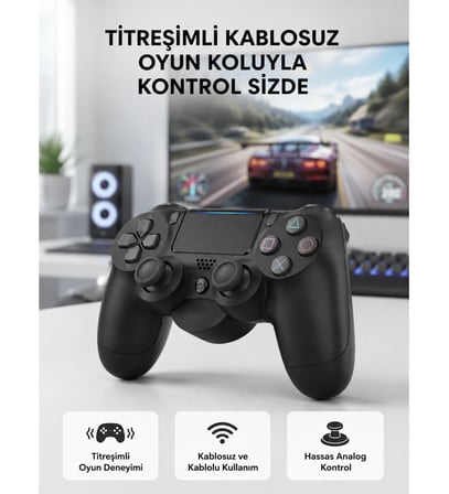 PS4 Kablosuz Oyun Kolu V2 – Bluetooth Bağlantılı, Titreşimli, PC ve Mobil Uyumlu
