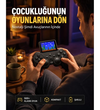 2.4 İnç HD Renkli Ekranlı 500-in-1 Taşınabilir Retro Oyun Konsolu, Kablolu TV Bağlantısı ve Uzun Pil Ömrü