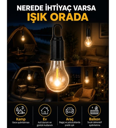 Akıllı Sensörlü USB Şarjlı Kamp Lambası