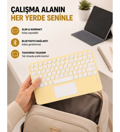 Kablosuz Bluetooth Klavye – Slim Taşınabilir Tasarım