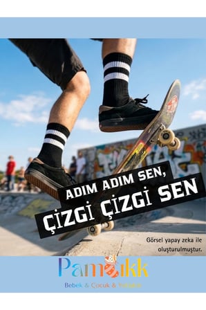 6 Çift Siyah Unisex Fitilli Spor Çorap - Çizgili Tenis Çorabı