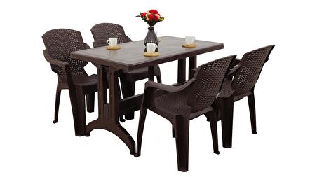 Mandella Zeugma 70x120  Golf Koltuk 4 Kişilik Masa Takımı kahverengi