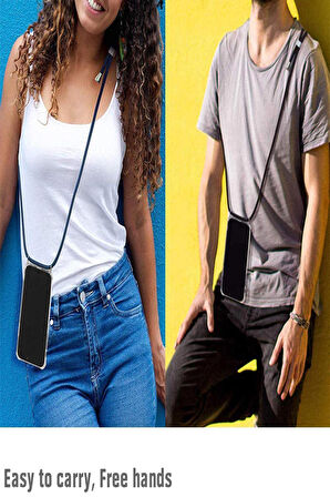 Realme 5i Kılıf Boyun - Omuz Askılı Köşe Korumalı LİLA İpli Şeffaf Silikon