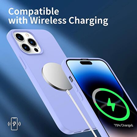 Apple iPhone 14 Kılıf içi Süet Korumalı Silikon Lila Renk