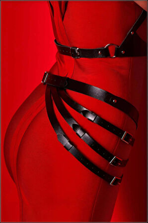 Elbise Kemeri, Şık Kadın Deri Kemer, Tarz Kemer Harness Takım - Brf1139