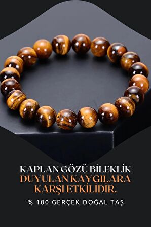 Kaplan Gözü Doğal Taş Bileklik 8 Mm ( Duyulan Kaygılara Karşı Etkilidir ) Aa Kalite