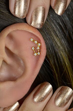 Boğa Burcu Küpe Takımyıldızı Piercing Gold Taurus