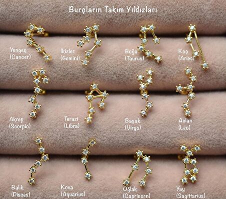 Boğa Burcu Küpe Takımyıldızı Piercing Gold Taurus