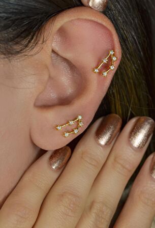Oğlak Burcu Küpe Takımyıldızı Piercing Gold Capricorn