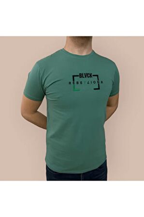 Erkek  Yumuşak Pamuklu Kumaş Nakış Baskılı T-Shirt