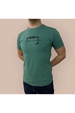 Erkek  Yumuşak Pamuklu Kumaş Nakış Baskılı T-Shirt