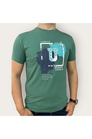 Erkek  Yumuşak Pamuklu Kumaş Baskılı T-Shirt