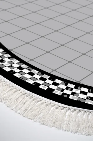 Alanur Star Kaymaz Pamuk Tabanlı Saçaklı Dijital Halı Oval