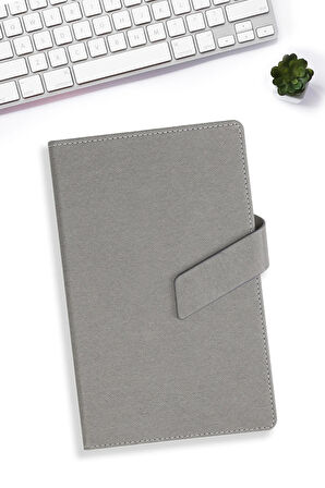 Çizgili Gri Mıknatıslı Defter