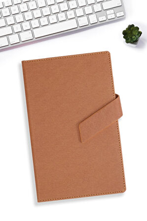 Çizgili Kahverengi Mıknatıslı Defter