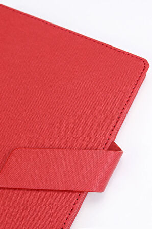 Çizgili Kırmızı Mıknatıslı Defter