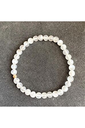 Selenit Doğal Taş Bileklik (Mühürlü) 6mm