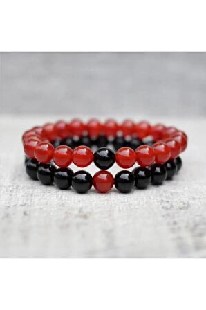 Akik & Obsidyen Doğal Taş Bileklik 8mm