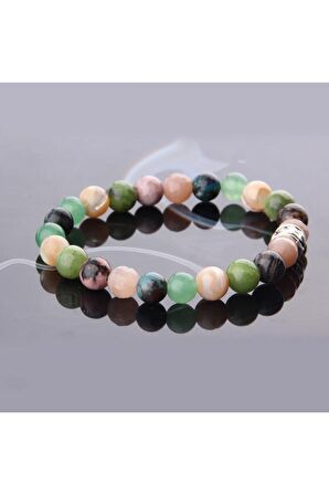 Güneş Taşı Rodonit Yeşim Sedef Aventurin Krizokol 8 Mm Doğal Taş Bileklik