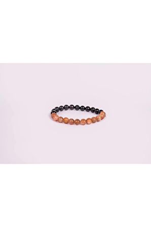Güneş Taşı & Turmalin Doğal Taş Bileklik 8mm
