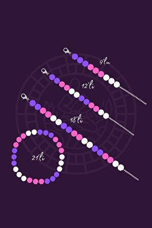 Ruh Güzelliği Doğal Taş Kadın Tılsım Bilekliği Düz 8mm (Pembe Kuvars,Ametist,Havlit)Chi-Zen Bileklik