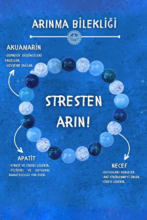 Arınma Doğal Taş Tılsım Bilekliği DÜZ 8MM 21'Lİ (Akuamarin, Necef, Apatit Taşı) Chi-Zen Bileklik