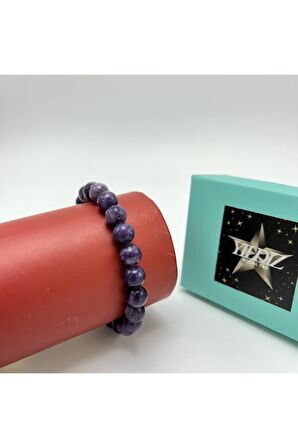 Sertifikalı Lepidolit 8mm Elastik Misinalı Doğal Taş Bileklik