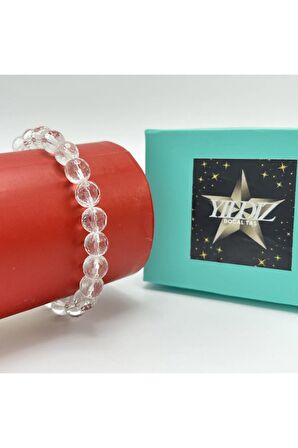 Sertifikalı Kristal Kuvars 8mm Elastik Misinalı Doğal Taş Bileklik