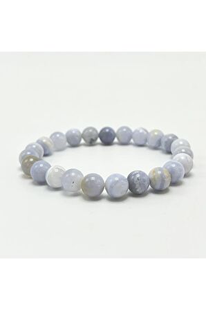 Sertifikalı Kalsedon 8mm Elastik Misinalı Doğal Taş Bileklik