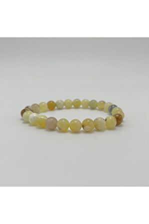 Sertifikalı Sarı Opal 8mm Elastik Misinalı Doğal Taş Bileklik