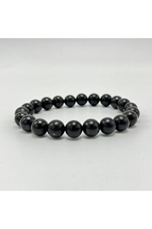 Sertifikalı Shungite 8mm Elastik Misinalı Doğal Taş Bileklik