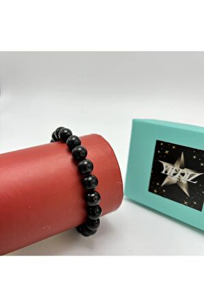 Sertifikalı Shungite 8mm Elastik Misinalı Doğal Taş Bileklik