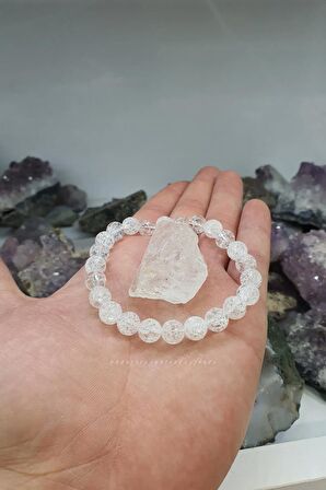 Necef Doğal Taş Bileklik Aa Kalite 8 Mm ( Kristal Kuvars Hediye ) (dengeli Ve Sağlıklı Tutar)