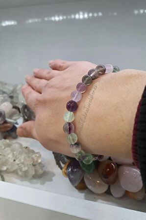 Florit Doğal Taş Bileklik 8 Mm ( Taş Hediyeli ) (konsantrasyonu Ve Motivasyonu Arttırır )