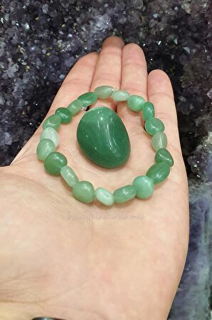 Aventurin Doğal Taş Bileklik ( Taş Hediyeli )