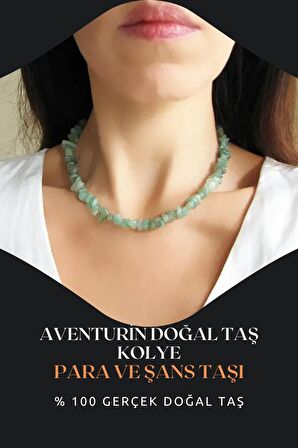 Aventurin Doğal Taş Kolye ( Para , Bolluk Ve Şans ) Aa Kalite 45 Cm
