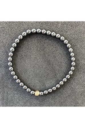 Hematit Doğal Taş Bileklik Mühürlü 4mm 327