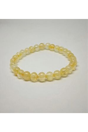 Sertifikalı 6 Mm Sitrin Doğaltaş Bileklik