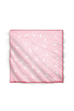 Çiçek Desenli Pembe Tasarım Fular