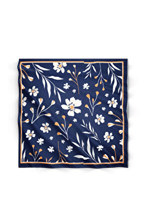 Beyaz Çiçekli Tasarım Fular